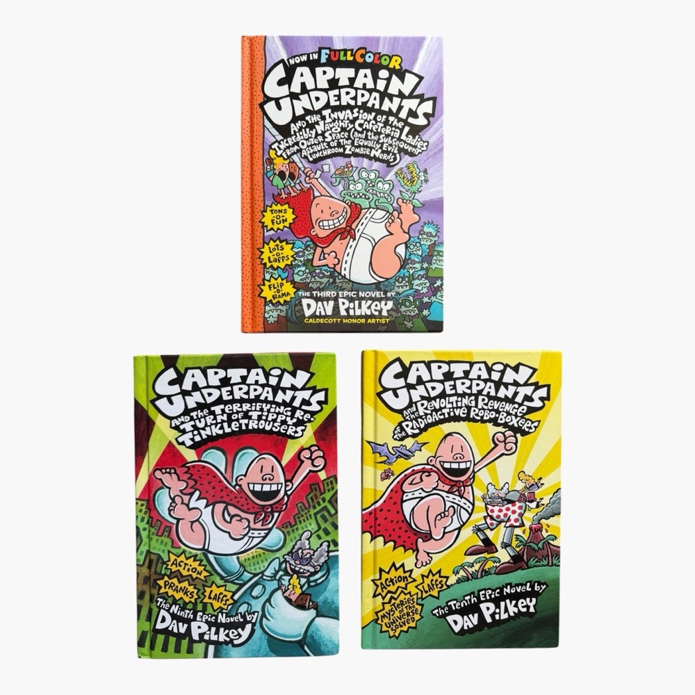Captain Underpants Hardcover Lot 3 Full Color Dav Pilkey Kids